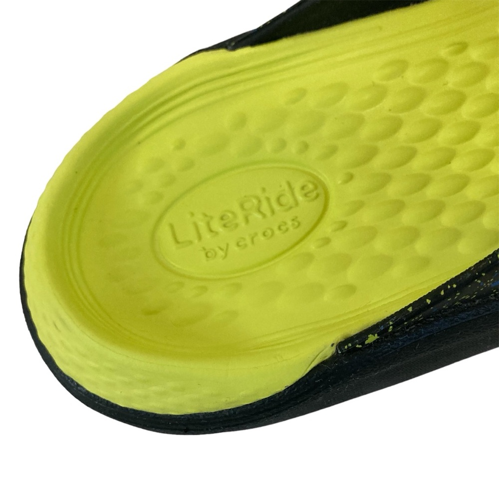 CROCS Lightride Black Splatter Neon Yellow Thong Slip-on Flip Flops - Picture 9 of 10